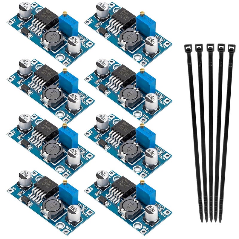 Petutu LM2596 DC-DC Buck Converter Module, 8 Pack Adjustable Voltage Regulator, 3.2V-46V Input (Recommended ≤40V), 1.25V-35V Output, 3A Max, Step Down Power Supply for Arduino, LED, DIY Projects - Image 1